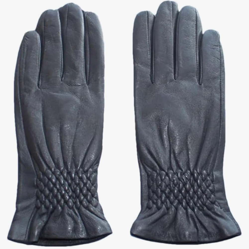 DSANE Women's leather/wool gloves in Dark grey Size XXL